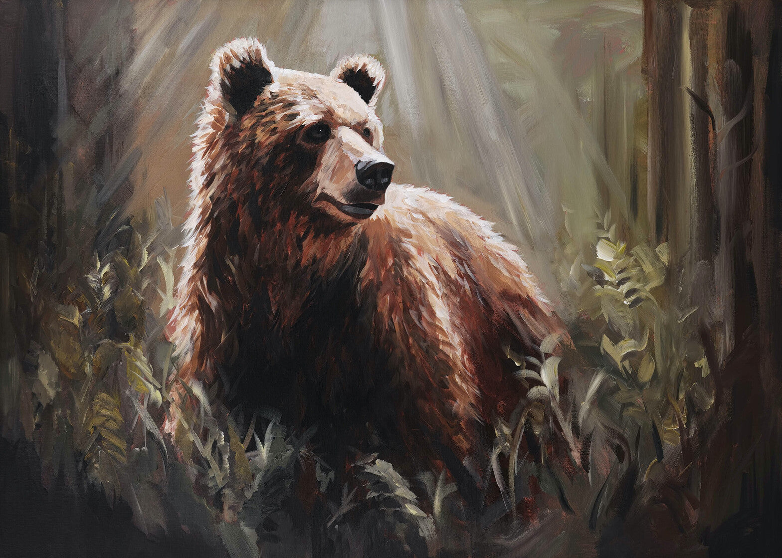 Abstrakt tavla av en björn, skapad av Tomas Hammar, med kreativa former