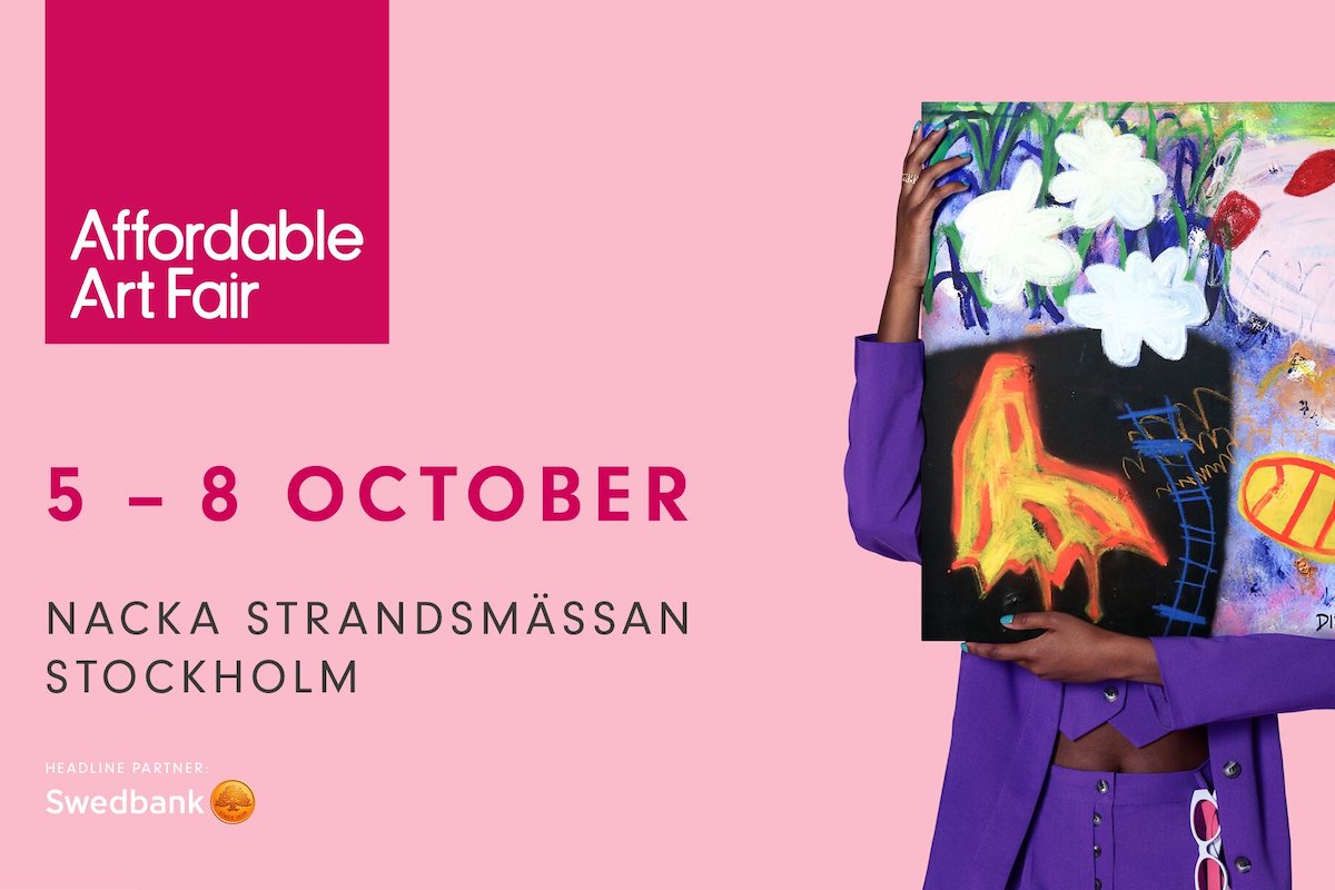 This picture is a screenshow showing the opening dates and some information about Affordable Art Fair in Stockholm October 2023