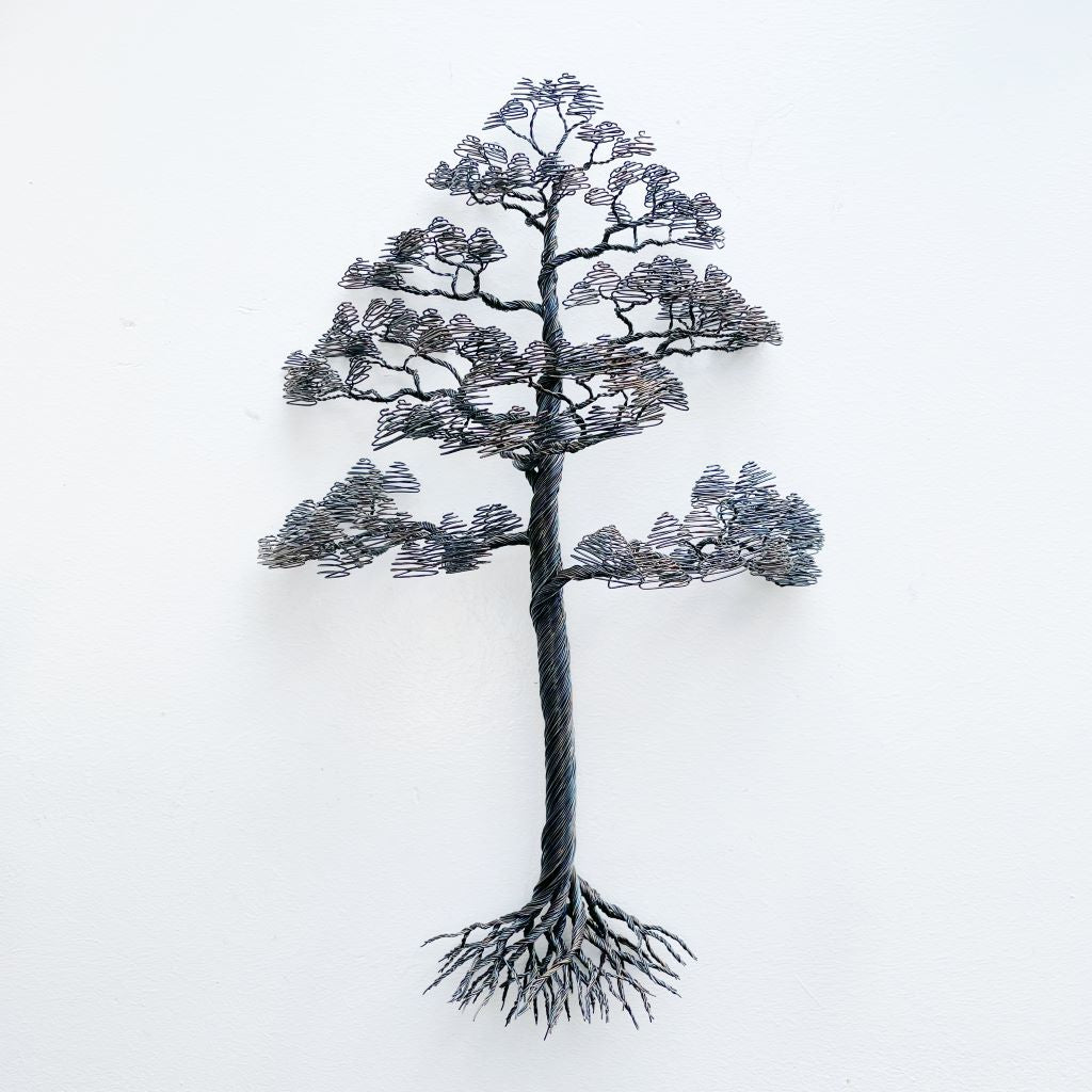 Pine (wall sculpture) - Black annealed iron wire